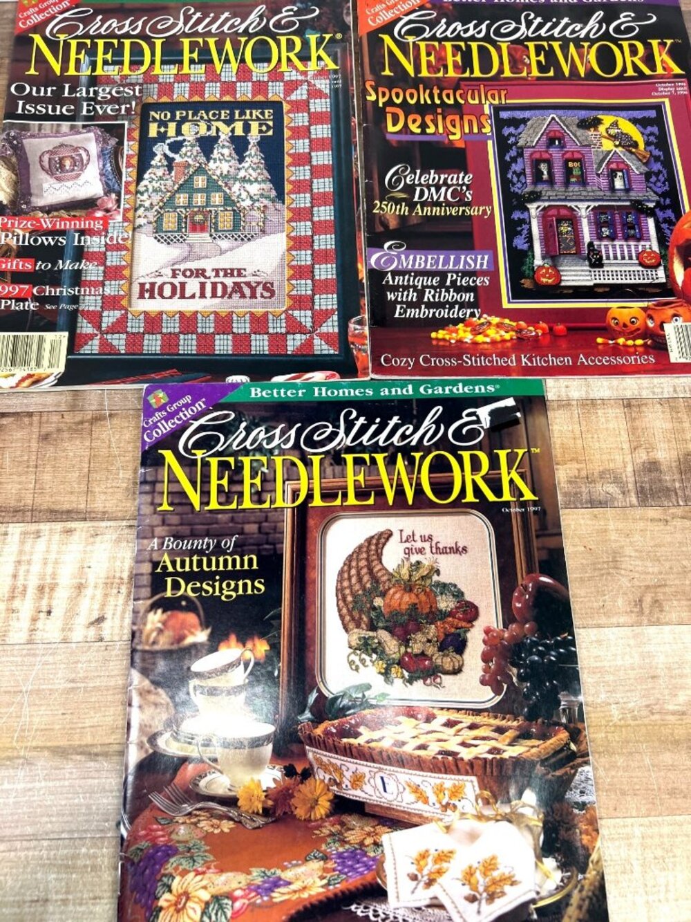 3 Cross Stitch & Needlework Magazine Halloween Thanksgiving & Christmas Patterns